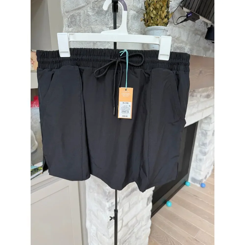 Kona Sol Women's Black Drawstring Waist Swim Skirt Size XL - Picture 2 of 7